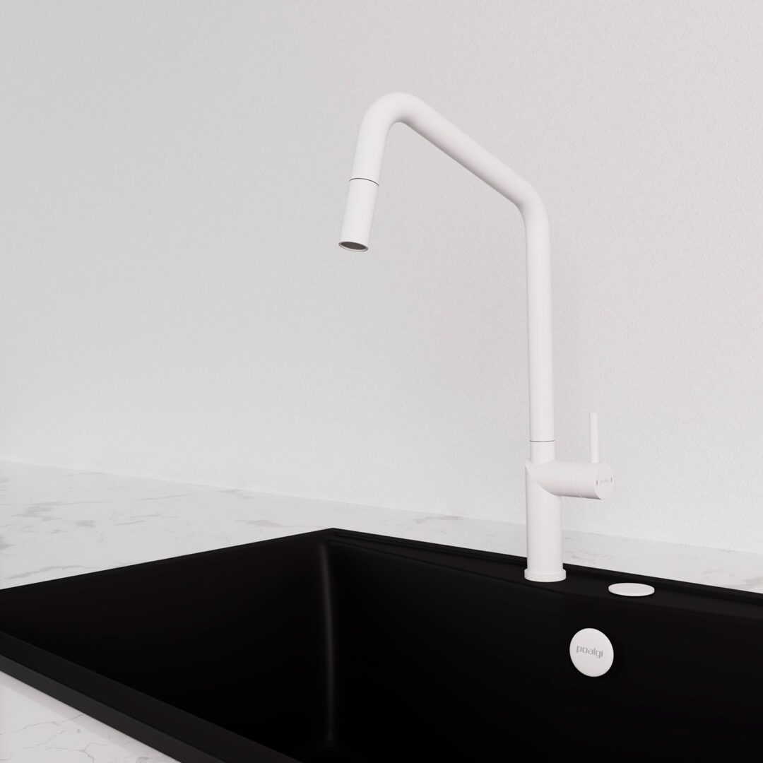 Grifo Cocina con ducha extraíble Blanco POALGI