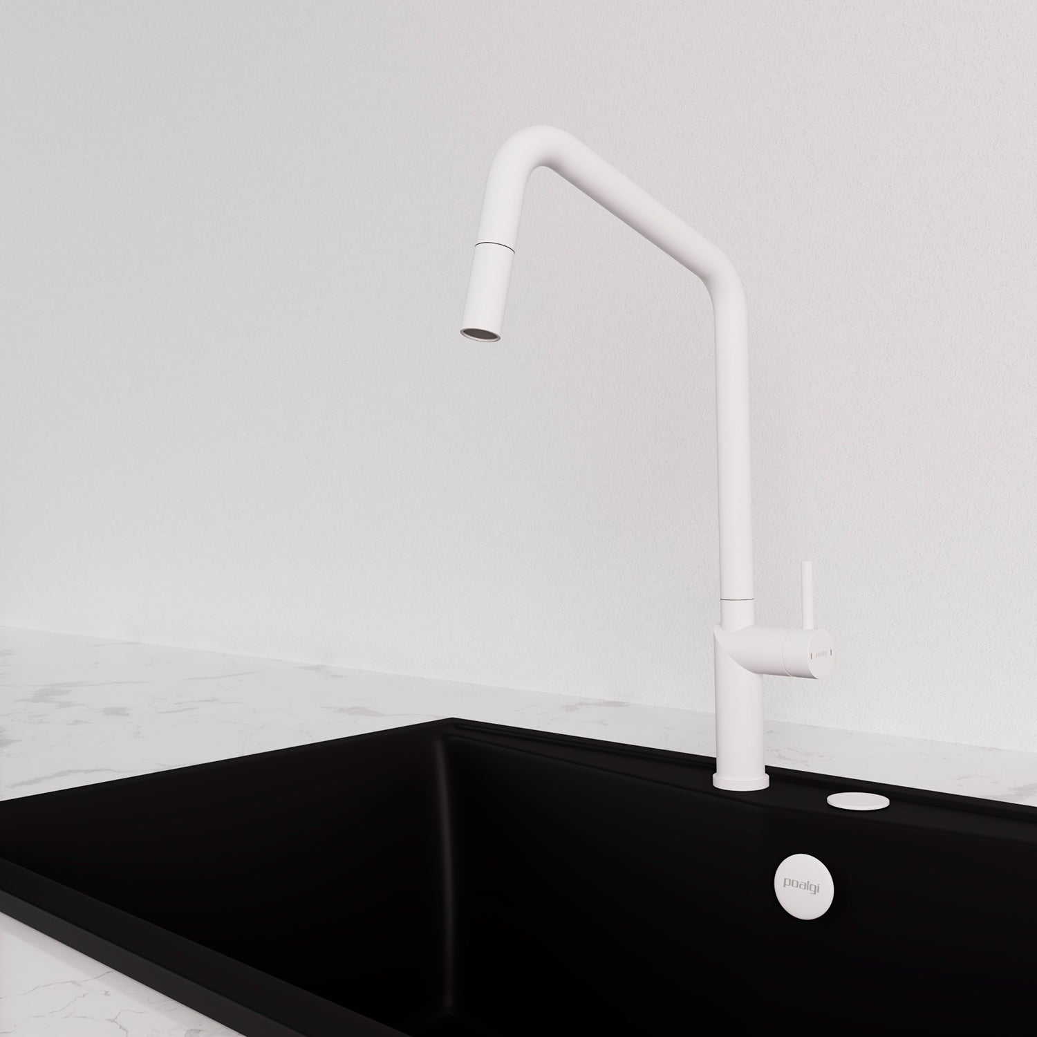 Grifo Cocina con ducha extraíble Blanco POALGI