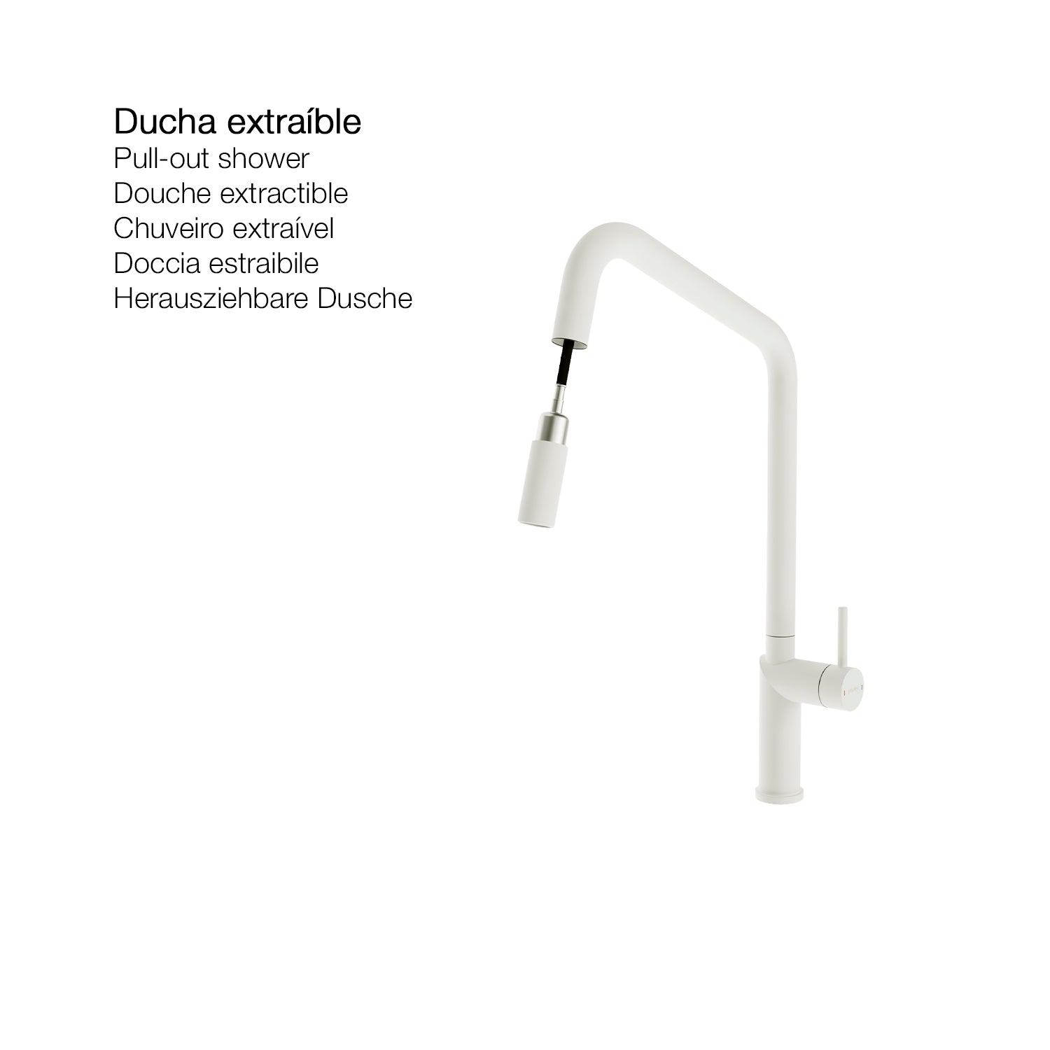 Grifo Cocina con ducha extraíble Blanco POALGI - Imagen 3