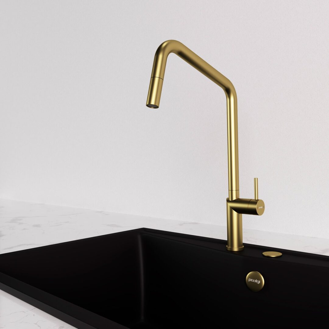 Grifo Cocina con ducha extraíble Oro POALGI