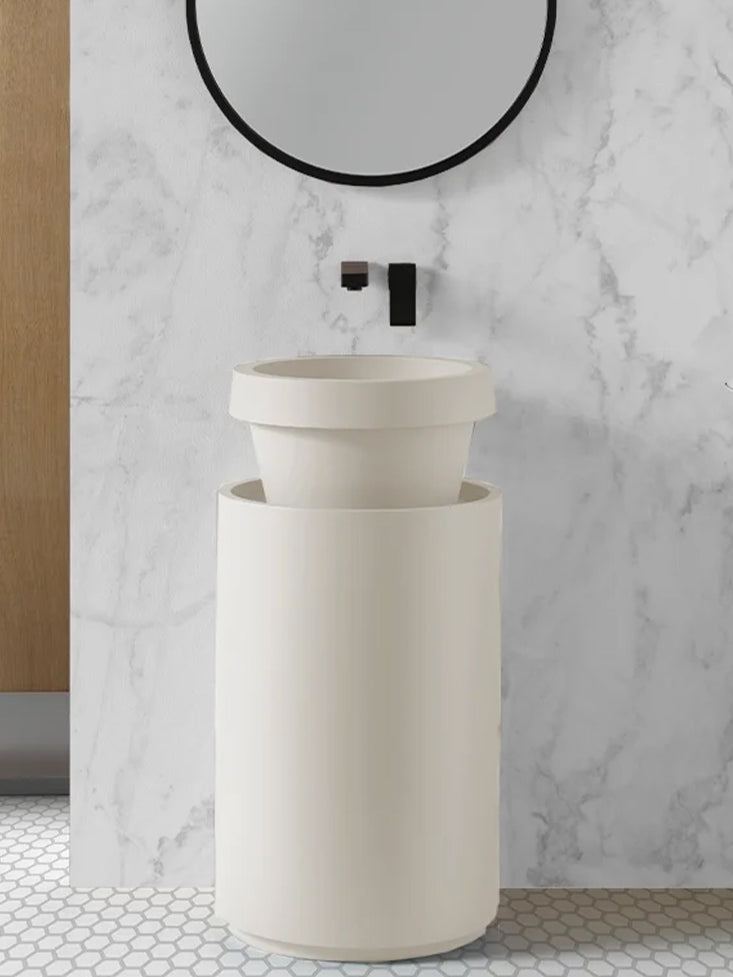 Panela media con mueble cilíndrico Marfil