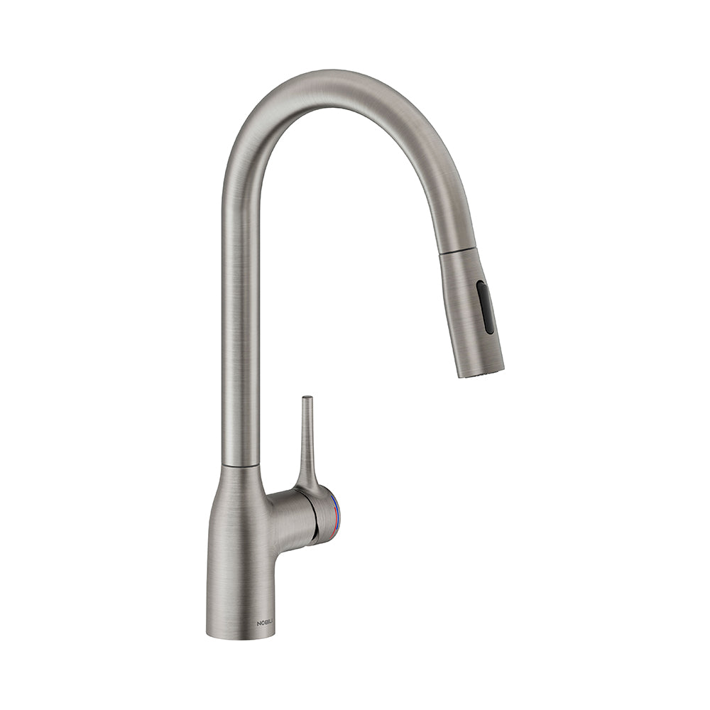 Grifo Cocina con ducha extraíble Níquel Inox NOBILI